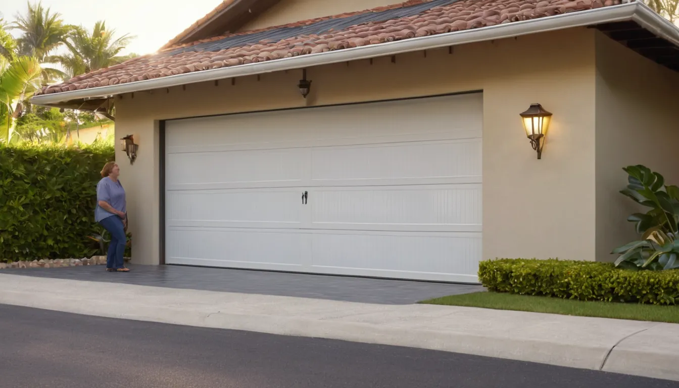 A garage door provider checking the track of a residential garage door in Tampa